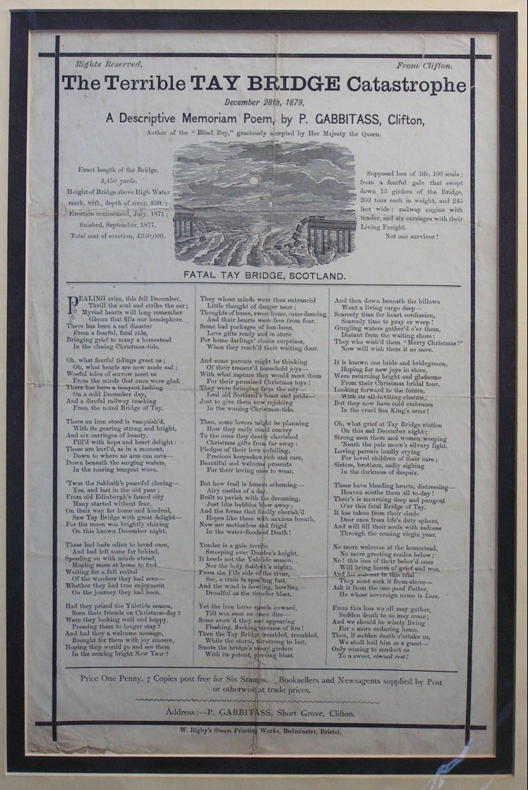 Wood - The Terrible Tay Bridge Catastrophe December 28th 1879, A Descriprive Memoriam Poem by P. Gabbitass